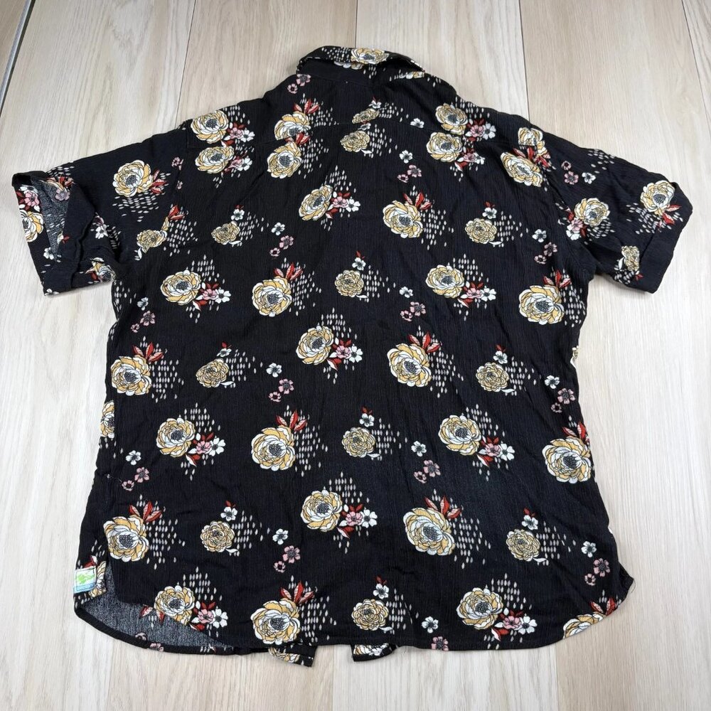 Seaplane Mens Black Floral Hawaiian Short Sleeve Comfy Button Up Shirt Size S - Picture 3 of 13